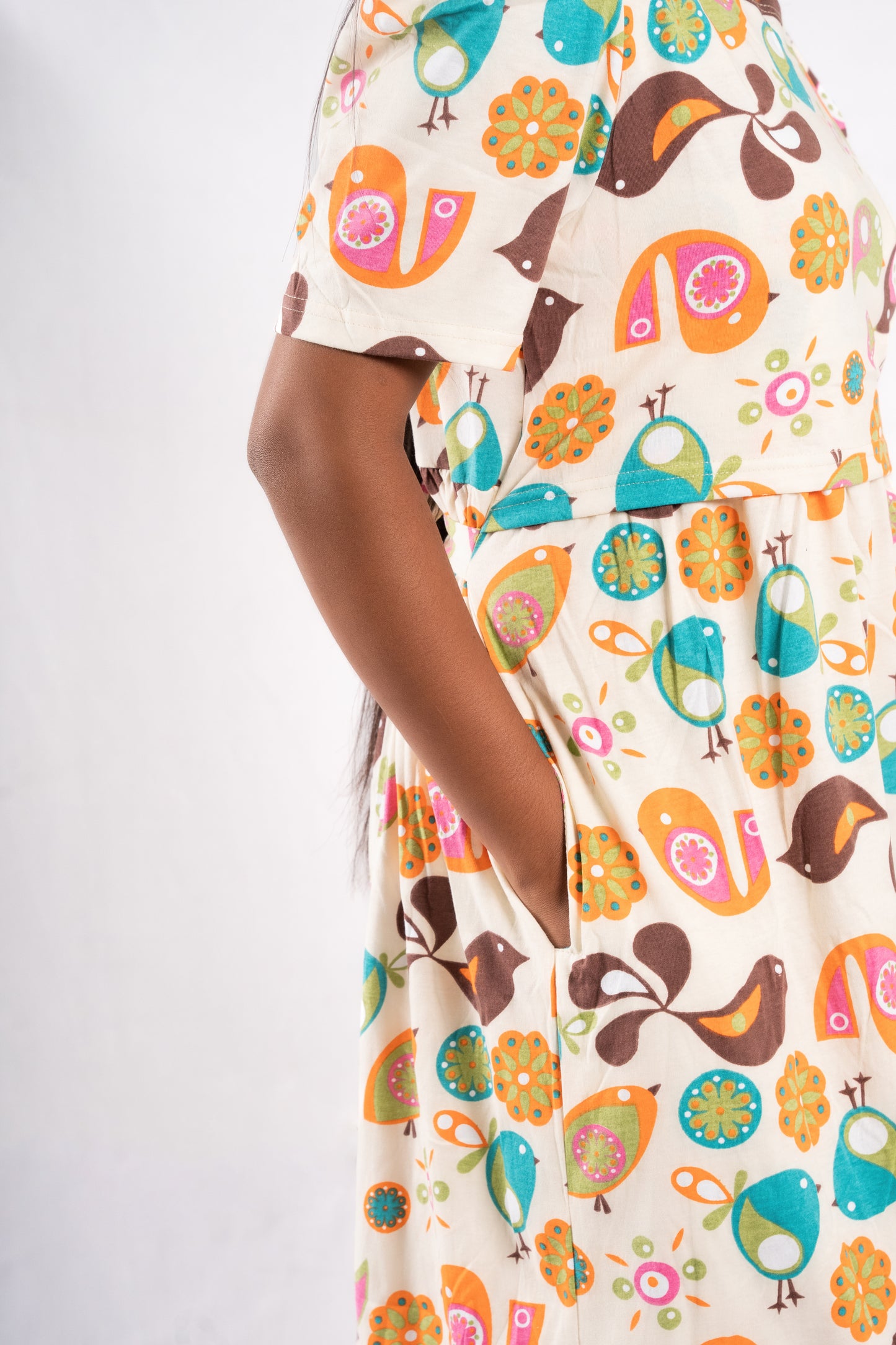 Zipless Feeding Maternity Gown- Puff sleeve 52 inches