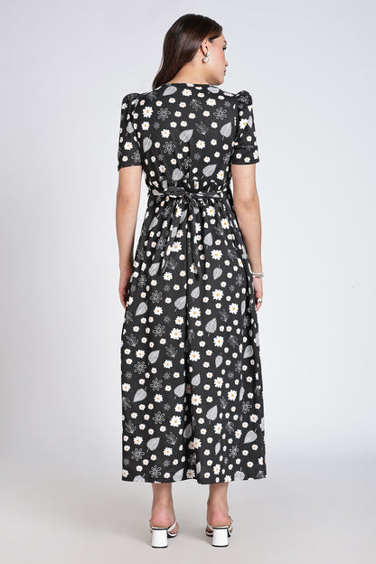 Zipless Feeding Maternity Gown- Puff sleeve 52 inches