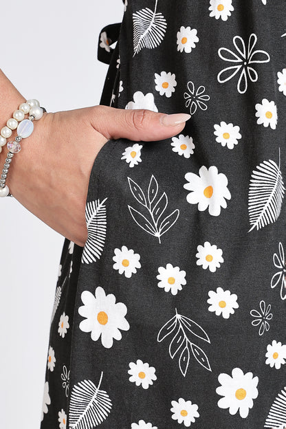 Zipless Feeding Maternity Gown- Puff sleeve 52 inches