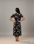 Capri Feeding Wear with Puff Sleeve Capri Black Big floral