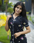 Pyjama Co-Ords Black Daisy