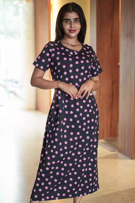 Zipless Feeding Maternity Wear without Puff Sleeve Black Pink