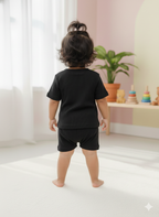 Black Plain Waffle cozy Baby Playtime Lounge Set