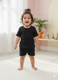 Black Plain Waffle cozy Baby Playtime Lounge Set