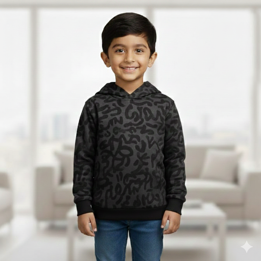 Black Wave kids All over printed Hood