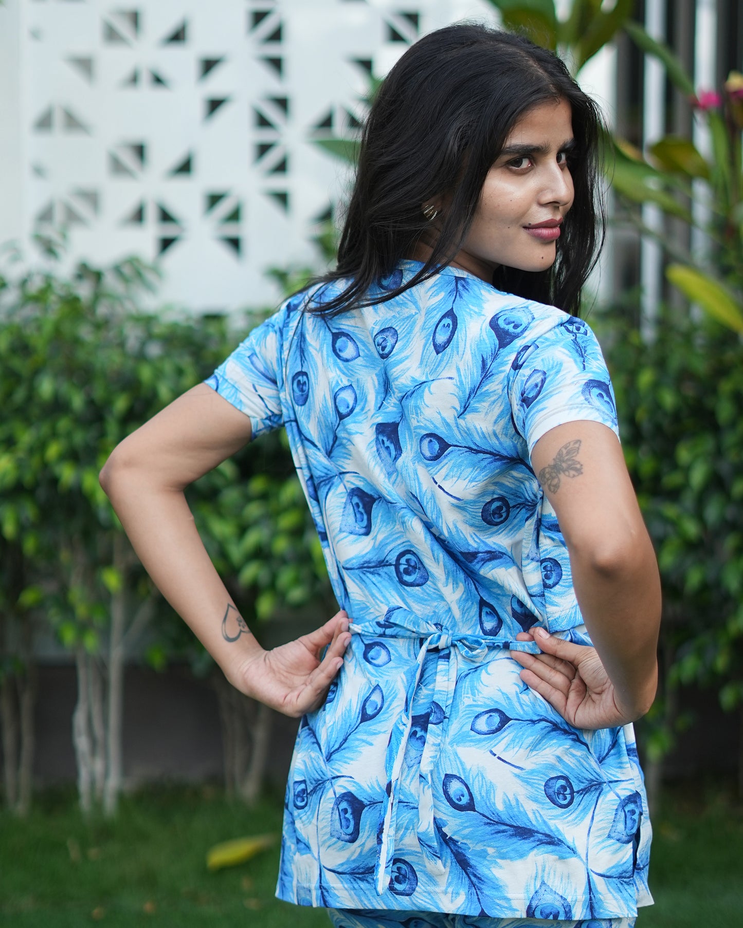 Zipless feeding maternity Co-Ords Blue Feather