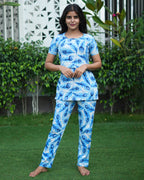 Zipless feeding maternity Co-Ords Blue Feather