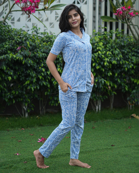 Classic line art printed pyjama set