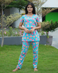 Zipless feeding maternity Co-Ord Blue Rose