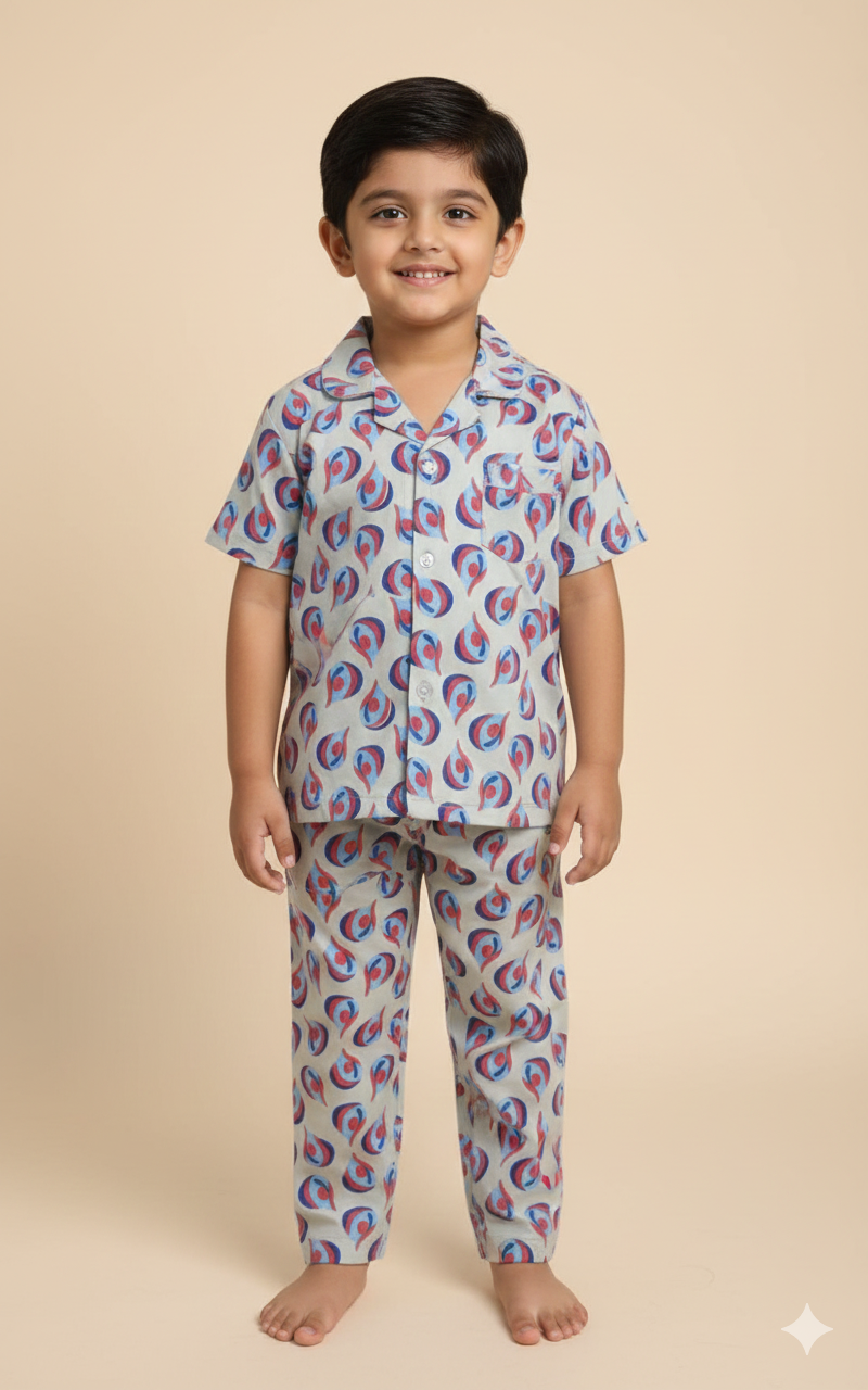 Blue Waterdrop Kids Night suit