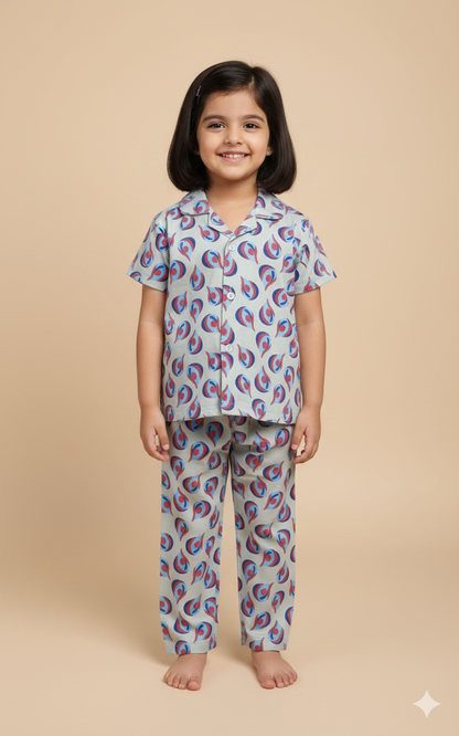 Blue Waterdrop Kids Night suit