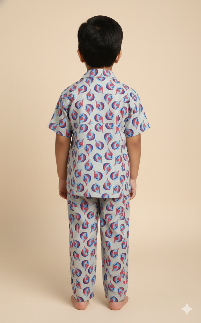 Blue Waterdrop Kids Night suit