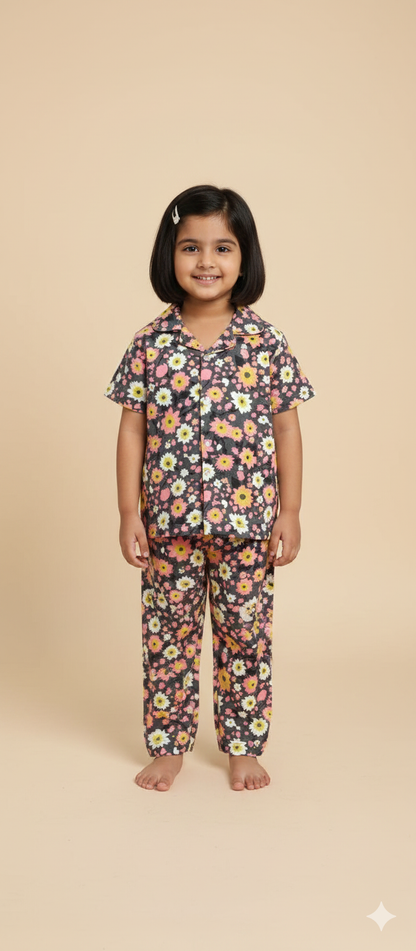 Brown Multi Daisy Kids Night suit