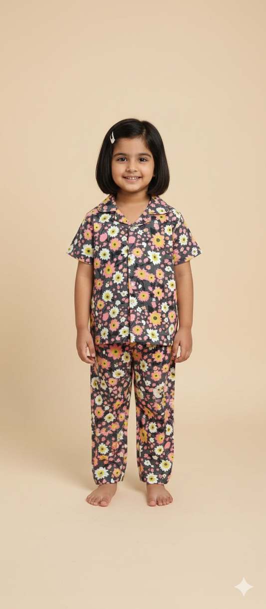 Brown Multi Daisy Kids Night suit