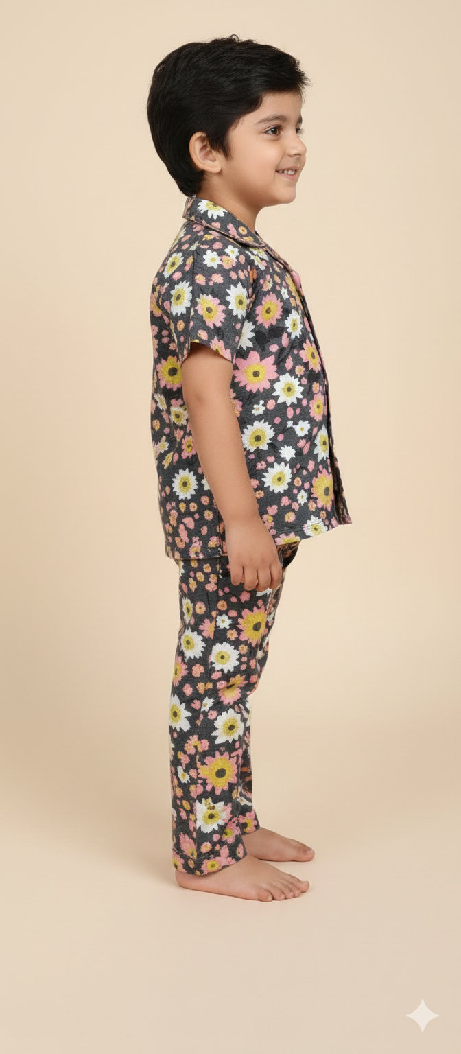 Brown Multi Daisy Kids Night suit