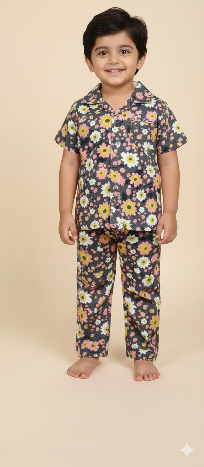 Brown Multi Daisy Kids Night suit