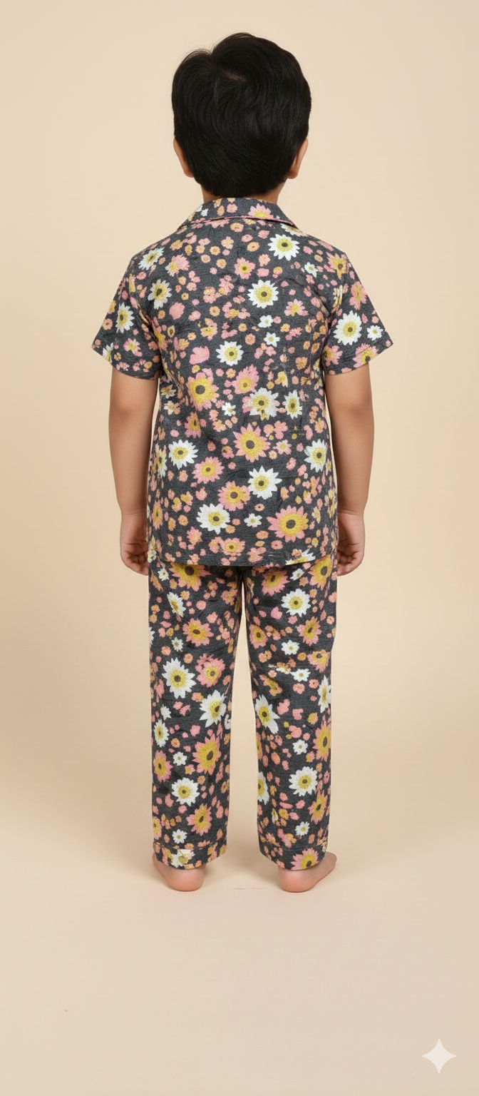 Brown Multi Daisy Kids Night suit