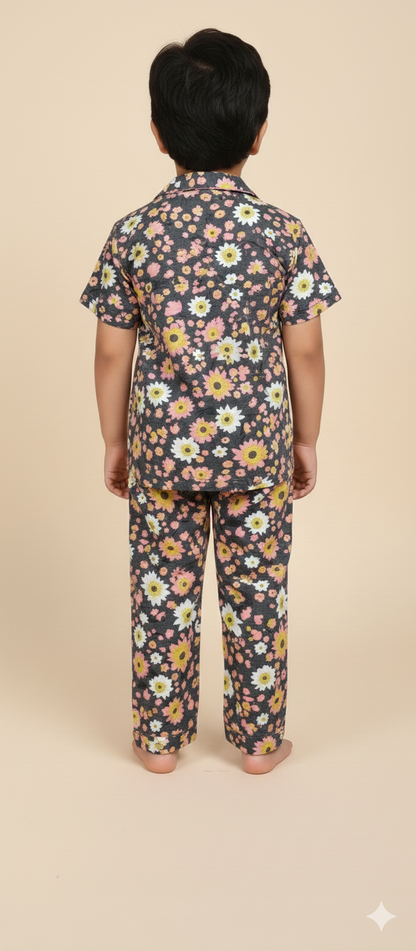 Brown Multi Daisy Kids Night suit