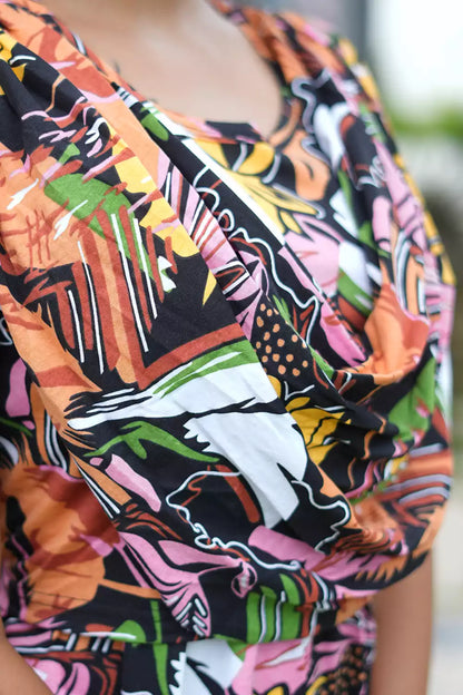 Zipless Maternity Wear Feeding with Shawl Brown Multicolor