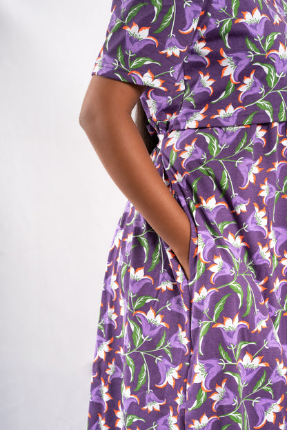 Capri Feeding Wear with Puff Sleeve Violet Floral