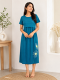 Capri Feeding Wear without Puff Sleeve Teal yellow Floral