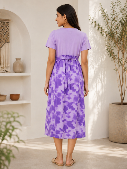 Capri Feeding Wear without Puff Sleeve Plain Lavendar Tide