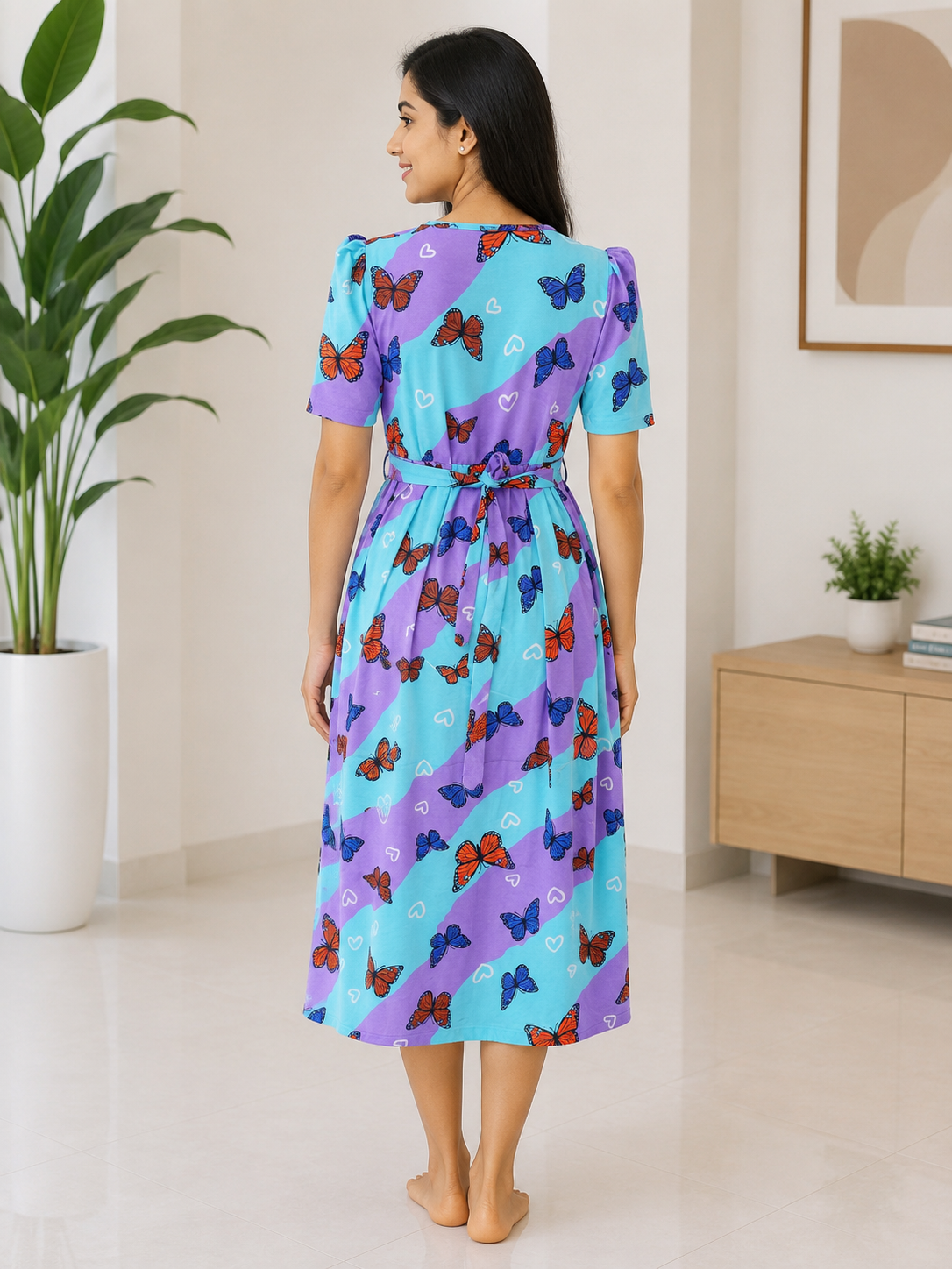 Capri Feeding Wear with Puff Sleeve Pastel Wings