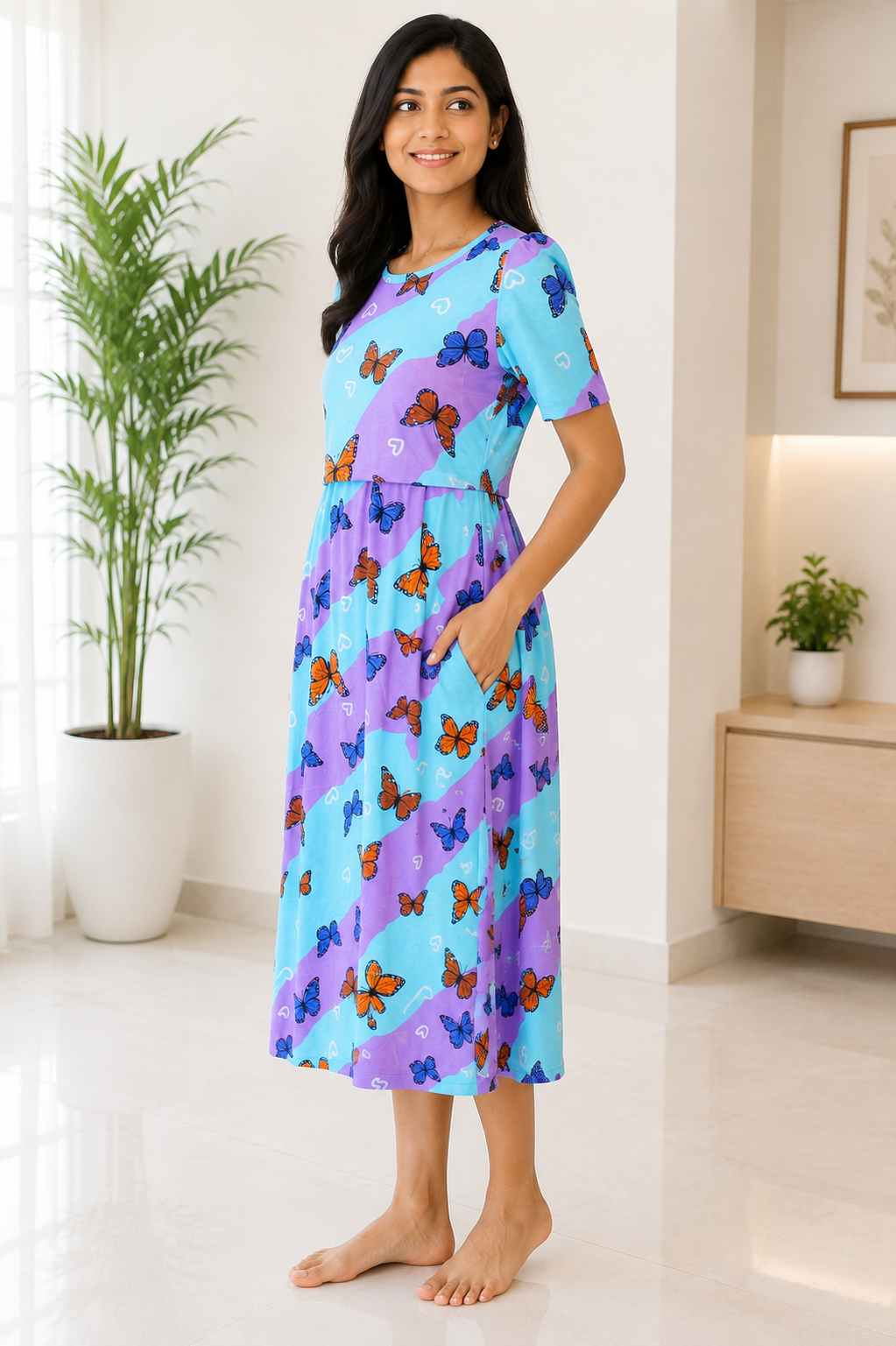 Capri Feeding Wear with Puff Sleeve Pastel Wings