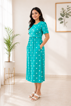 Capri Feeding Wear with Puff Sleeve Green Heart