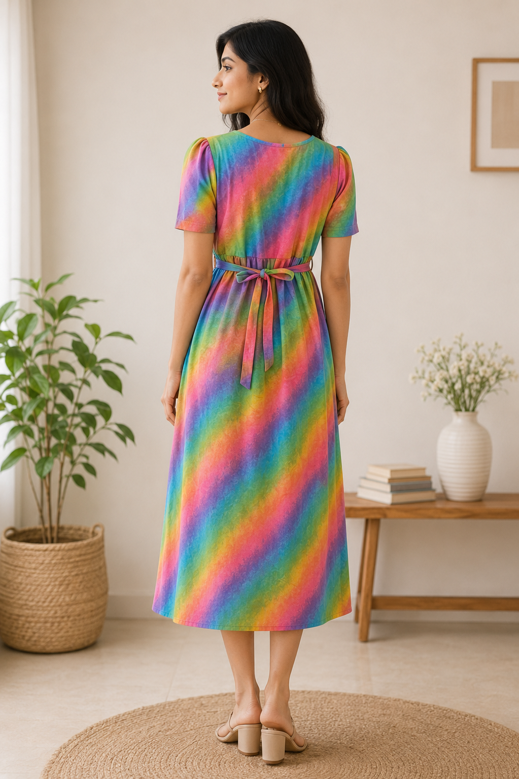 Capri Feeding Wear with Puff Sleeve Rainbow