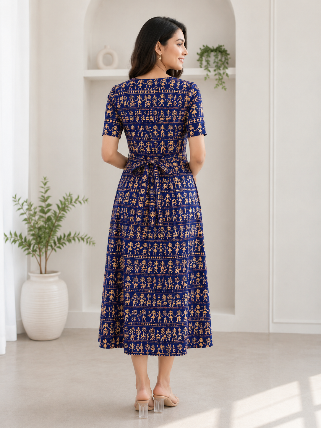 Capri Feeding Wear with Puff Sleeve Navy Folks