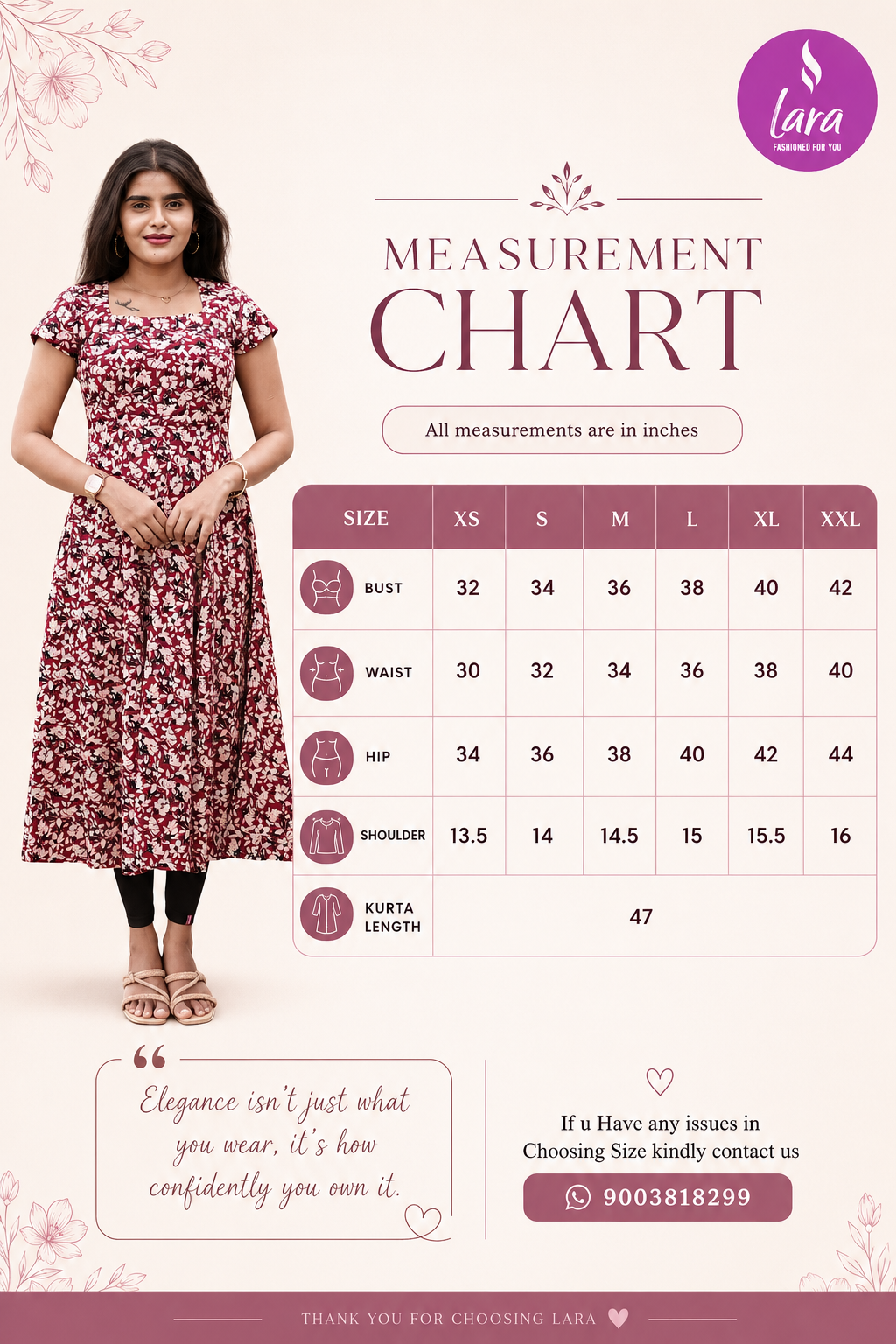 Ruby Blossom Cotton Anarkali Top | LCAR - 030
