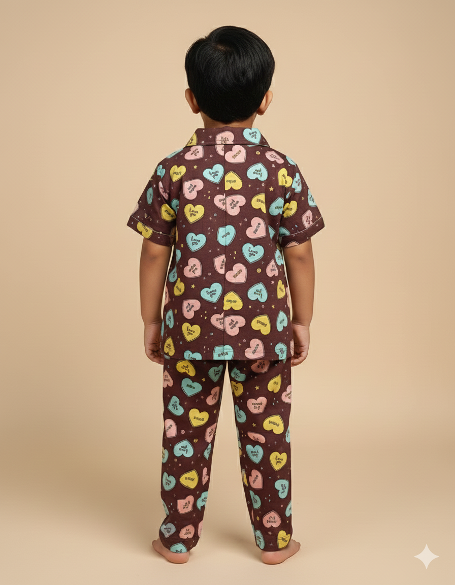 Choco Multi heart Kids Night suit