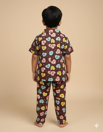 Choco Multi heart Kids Night suit