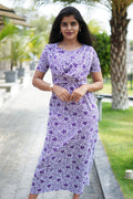 Zipless Maternity Wear Feeding with Shawl Purple white star