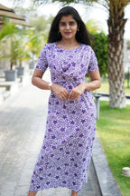 Zipless Maternity Wear Feeding with Shawl Purple white star