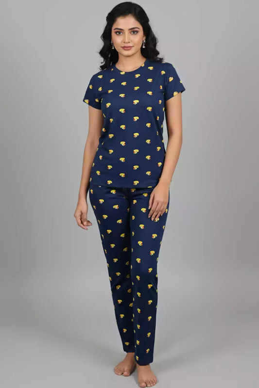 Pyjama Co-Ords Dark Navy Yellow