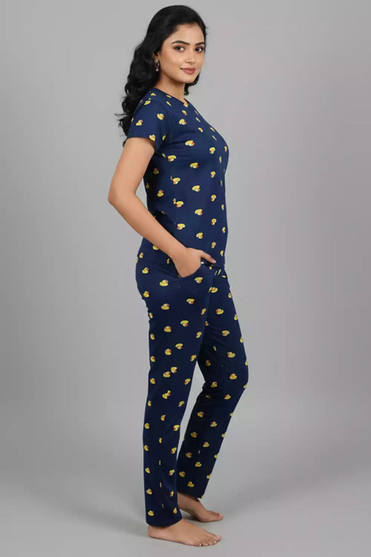 Pyjama Co-Ords Dark Navy Yellow