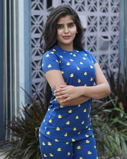 Pyjama Co-Ords Dark Navy Yellow