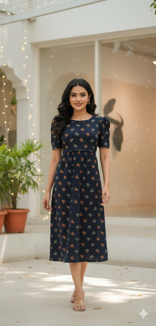 Capri Feeding Wear with Puff Sleeve E Black