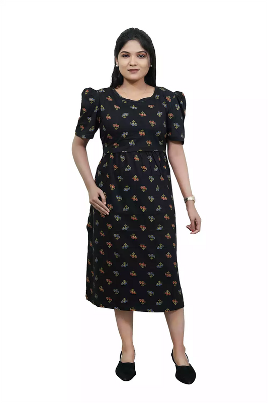 Capri Feeding Wear with Puff Sleeve E Black