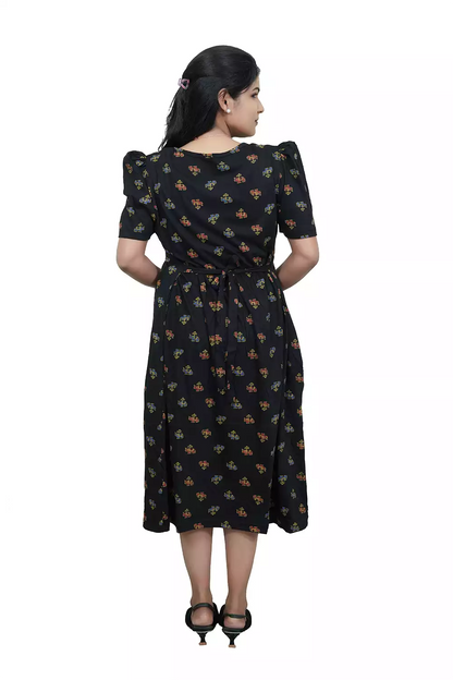 Capri Feeding Wear with Puff Sleeve E Black