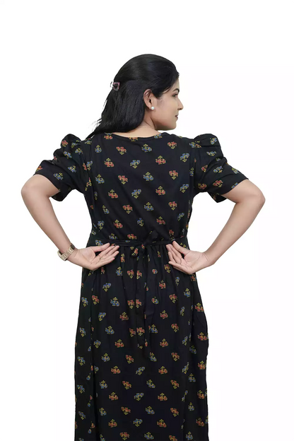 Capri Feeding Wear with Puff Sleeve E Black