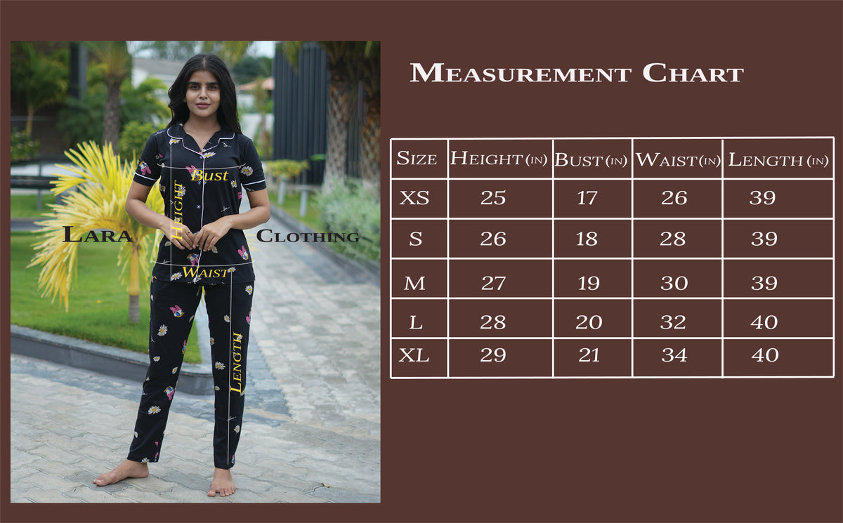Pyjama Co-Ords Black Daisy