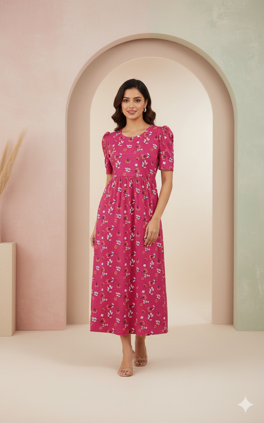 Casual Lounge Wear Non Feeding with puff Fusia Pink