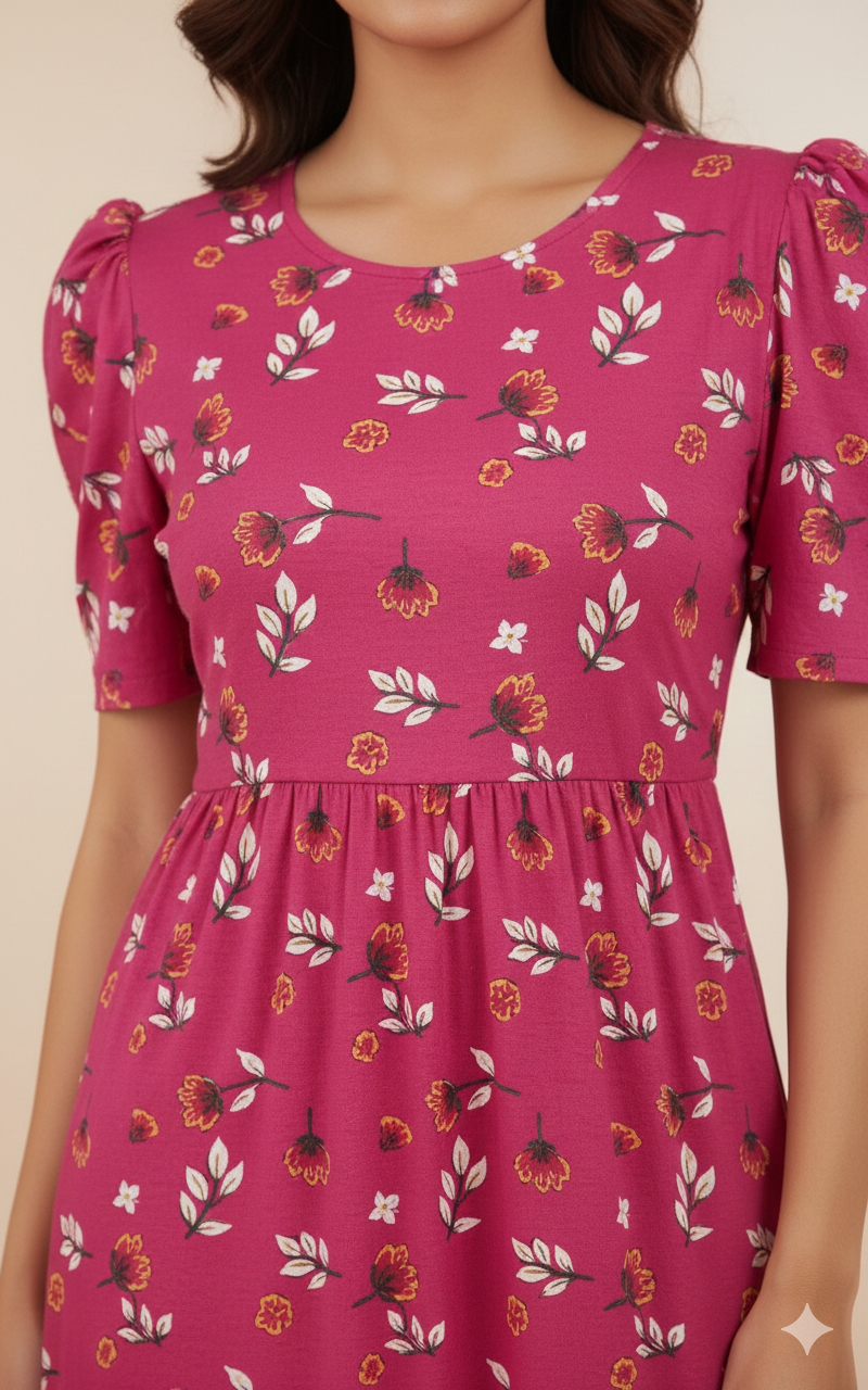 Casual Lounge Wear Non Feeding with puff Fusia Pink