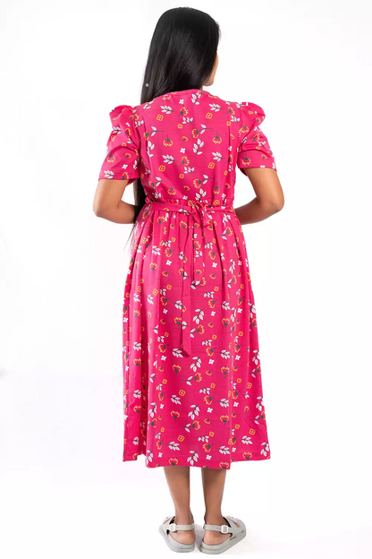 Capri Feeding Wear with Puff Sleeve fuchsia pink