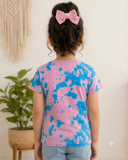 Girls Tshirt Pink Blue Tie Dye
