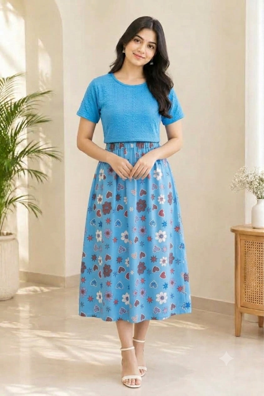 Capri Feeding Wear without Puff Sleeve Plain Sky Garden
