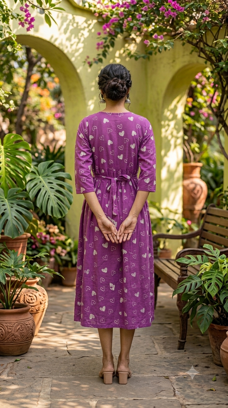 Purple Line heart Zipless Feeding Mid Sleeves capri Length
